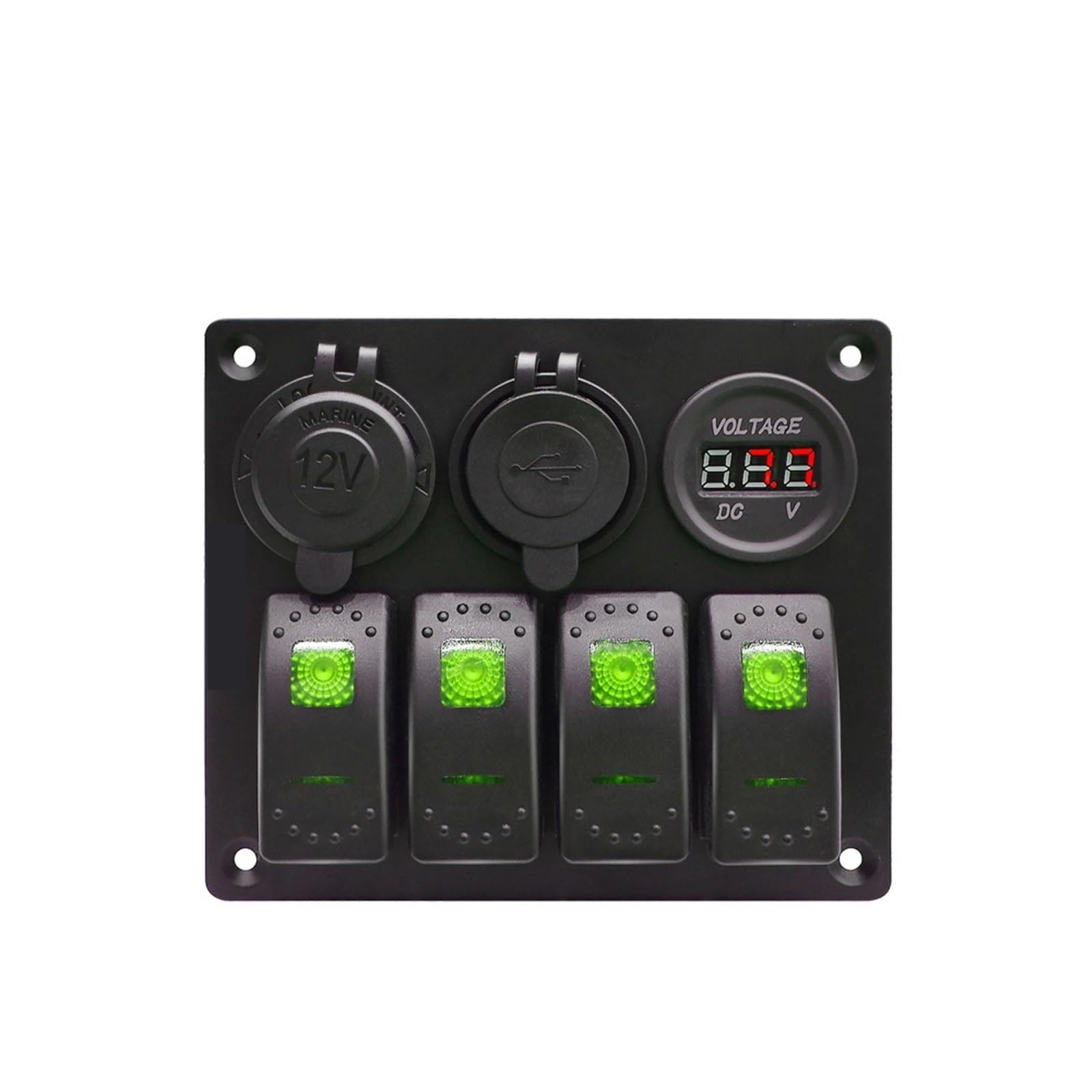 Panel przełączników morskich IP65 wodoodporny - 4-kanałowy panel łodzi(Green)