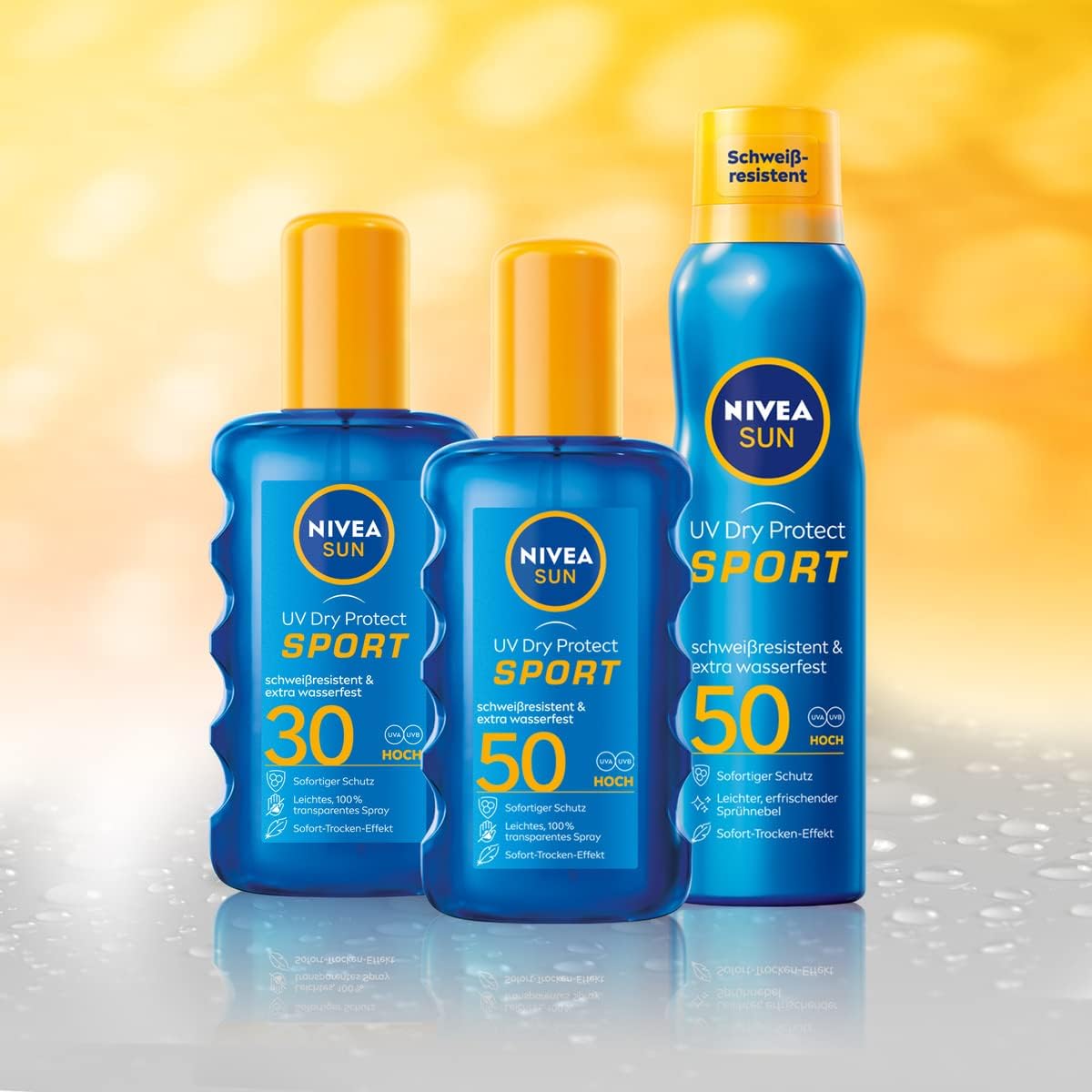 NIVEA SUN UV Dry Protect Sport Sonnenspray LSF 50, 100% transparenter und erfrischender Sonnenschutz, schweißresistente & extra wasserfeste Sonnencreme mit LSF 50, 200 ml - 4