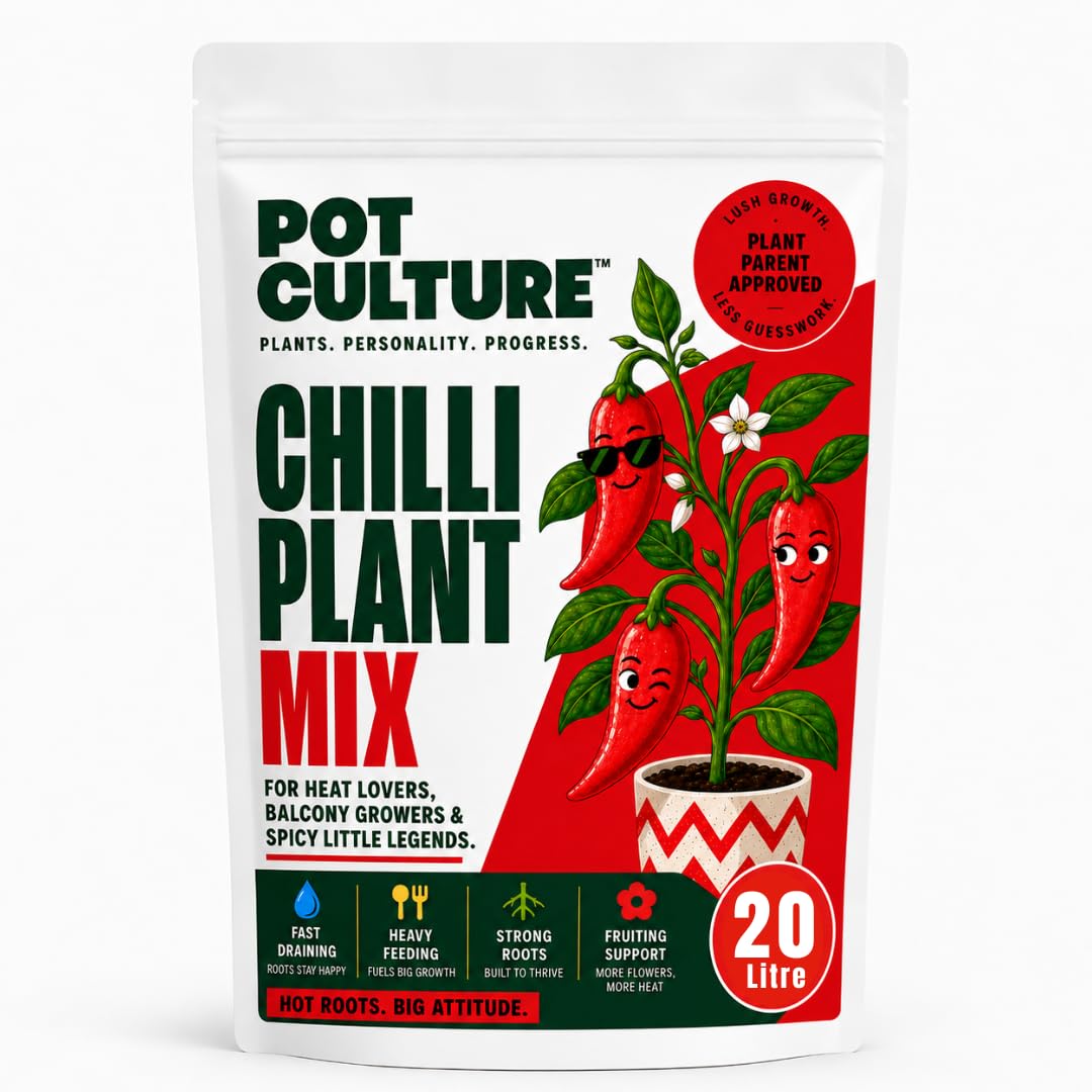 POT CULTURE Chilli Pepper Potting Mix - Spicy Main Character Energy for Habanero, Jalapeño & Ghost Pepper Plants - High-Porosity P35 Perlite & Grit Soil - Capsicum Glow-Up (20L)