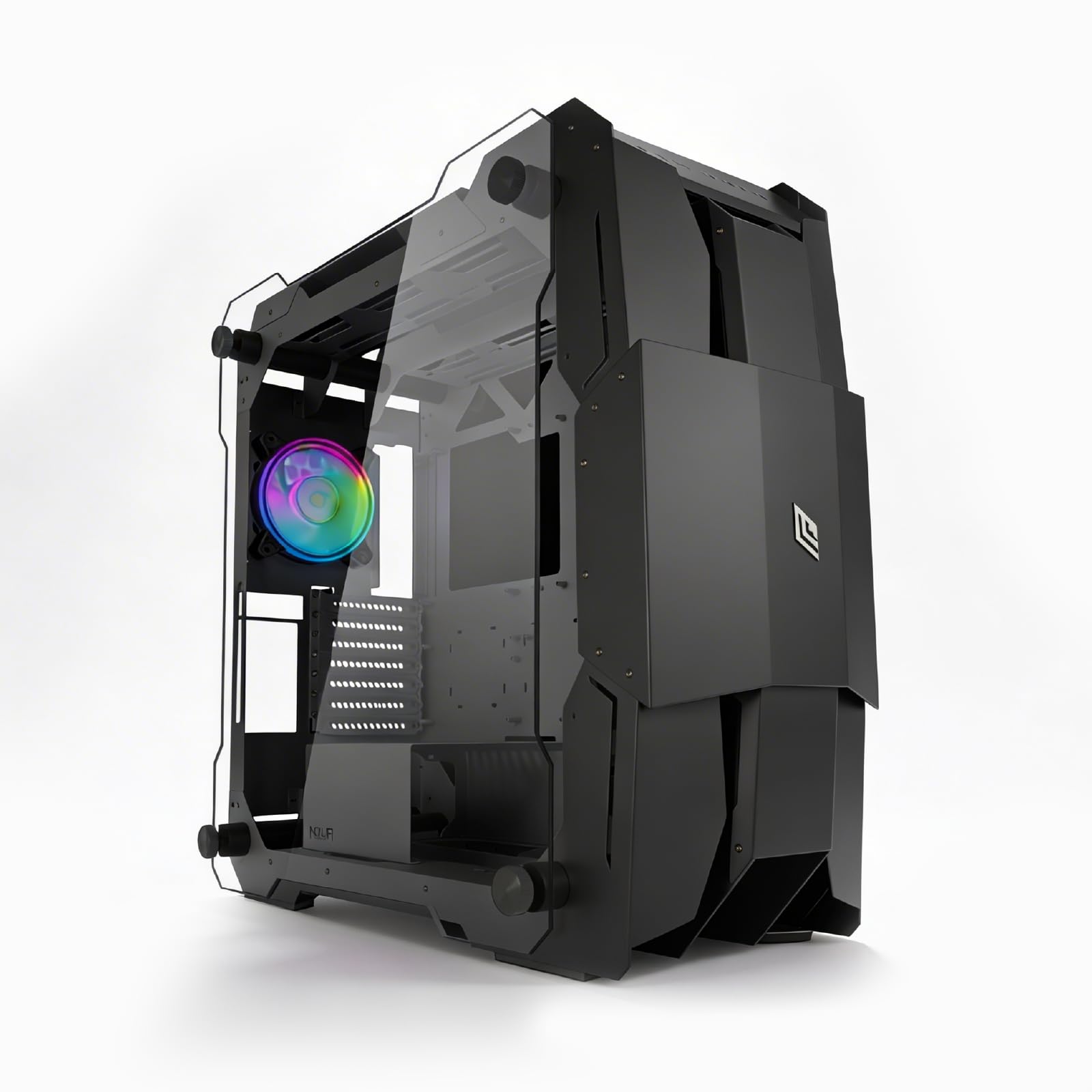 Noua Ego | Case PC Gaming Full Tower | Supporta E-ATX | 1.2mm SPCC | Ventola PWM ARGB | Supporta Radiatori da 360 mm | Pannelli Laterali in Vetro Temperato, Nero