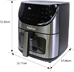 Kenmore 8 Qt Air Fryer 1700W 12 Presets Digital Touch Screen Stainless Steel Family Size Nonstick Basket Easy Cleanup Dishwasher Safe OilLess Cooking