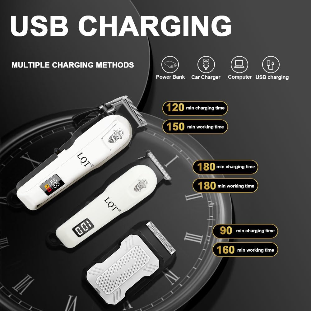 Hair Clippers for Men, Professional Barber Clippers and Trimmer Set, Mens Cordless Clipper, 3 pcs setHair Cutting Kit for Men - Image 2