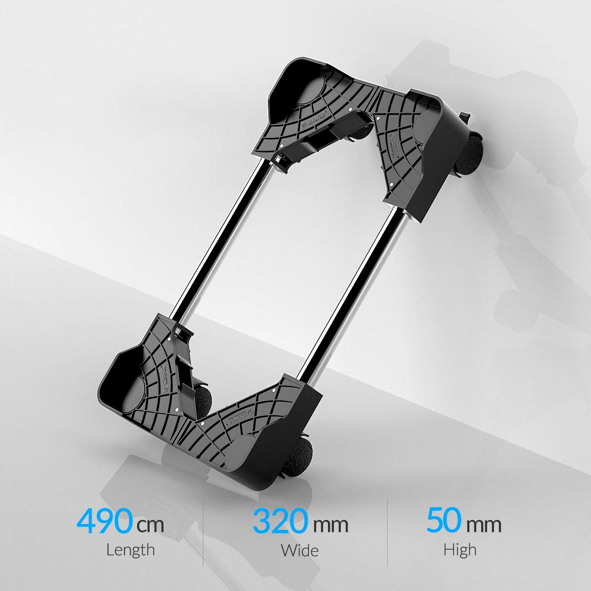 ORICO Mobilny stojak na procesor, uchwyt na komputer stacjonarny z regulowaną szerokością i 4 pokrętłami, cztery rogi z poręczą 5 cm do komputera stacjonarnego lub torby na komputer (maks.: 49 x 31 x