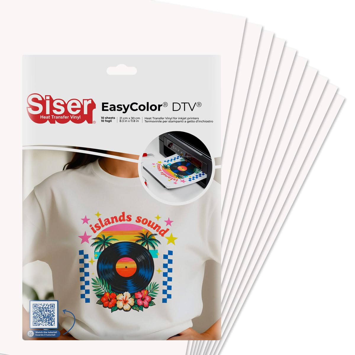Siser Craft Pack Easy Color DTV - Set da 10 fogli A4 di Termovinile Compatibile con Stampanti Inkjet a Getto d'Inchiostro, Vinile Termoadesivo Stampabile