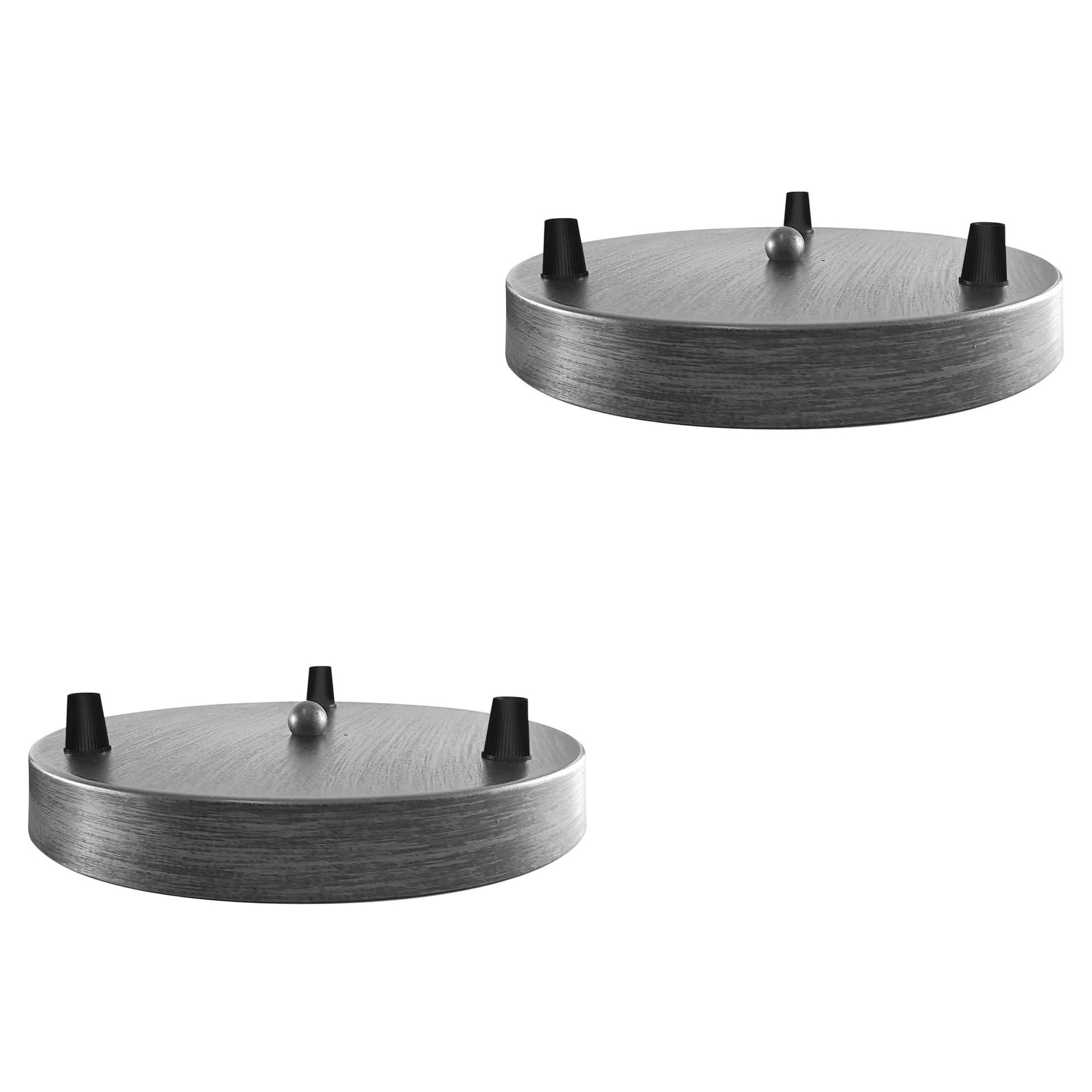 2 Pack Brushed Silver Ceiling Rose 3 Outlet 200mm Metal Round Light Fitting Base for Pendant Lamp Holdera Modern Ceiling Fixture Plate Ideal for Stylish Home Lighting and Decorative Hanging Lights โ image 1