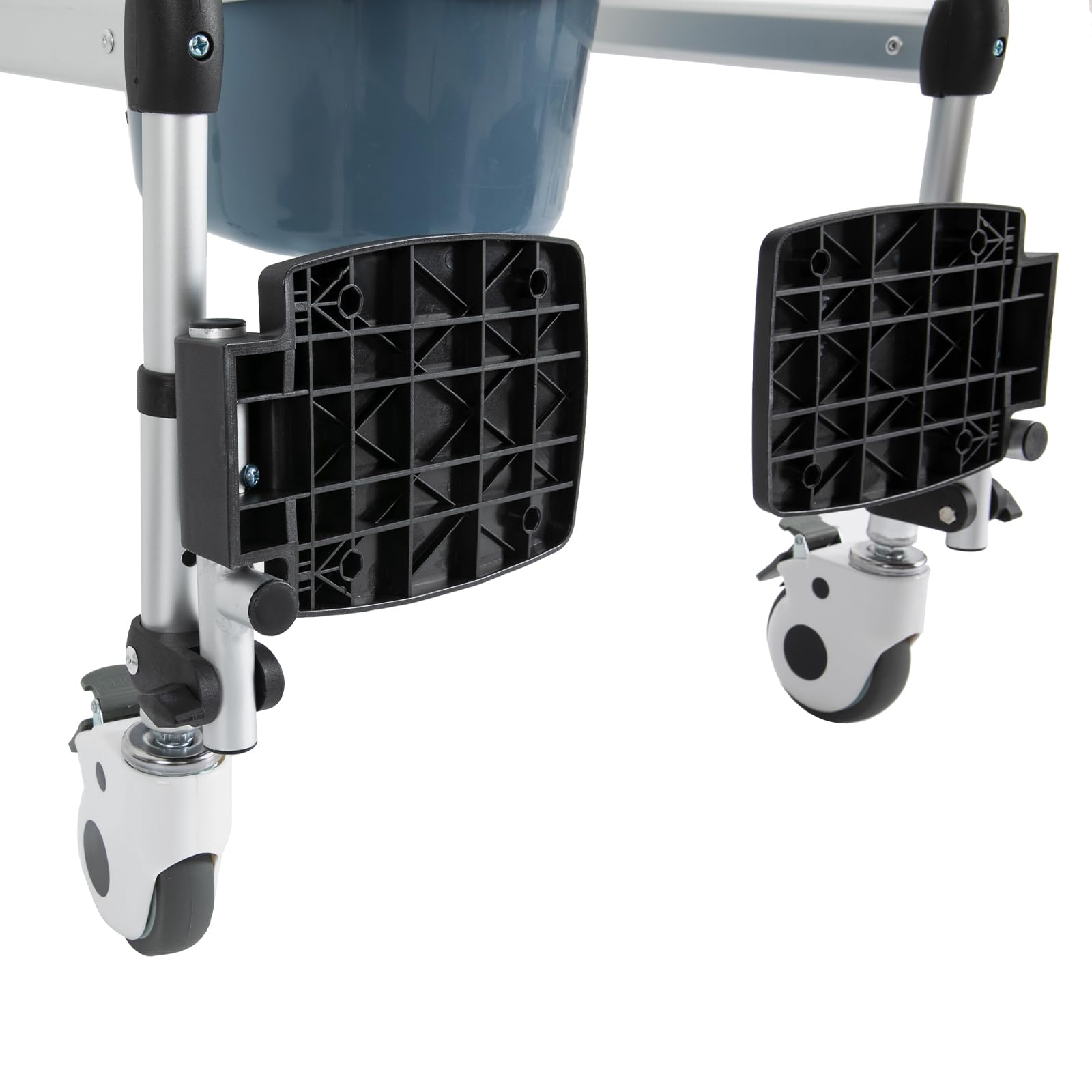 Silla de Ducha con Ruedas, 48 – 54 cm de Altura, Plegable, Capacidad de Carga de 100 kg, para Personas Mayores, Silla de Ruedas a Prueba de caídas con Inodoro, Cubo extraíble (Modelo 1)