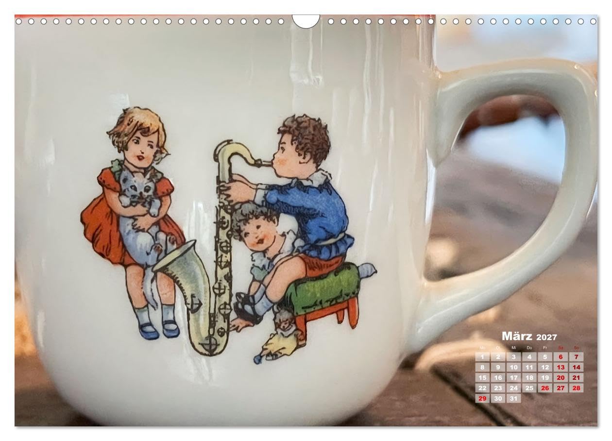 CALVENDO - Kinderszenen auf altem Puppengeschirr (Wandkalender 2027 DIN A3 quer), Monatskalender: Die auf antikes Porzellan gemalten Kinderbilder zeigen den Ideenreichtum und die beeindruckende Genaui