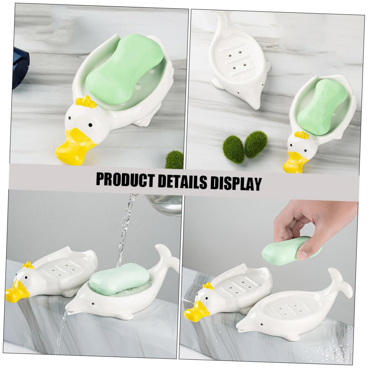 TOPBATHY 2piezas Jabonera Cerámica Animal Bañera Cocina Organizador Lavabo Portátil Escurridor
