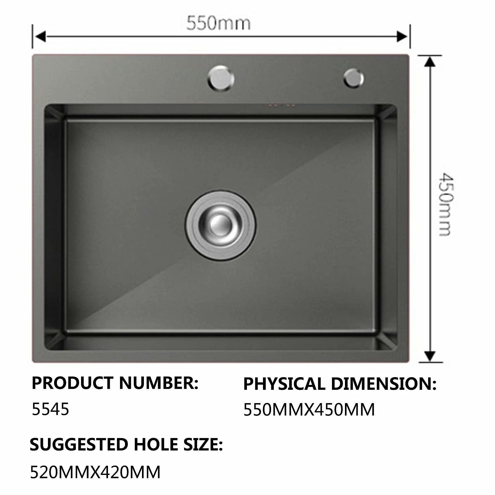 Lavello Cucina Ad Appoggio HGTRH - Acciaio Inox, Vasca Unica Con Gocciolatoio, Kit Scarico Incluso - Foto 9