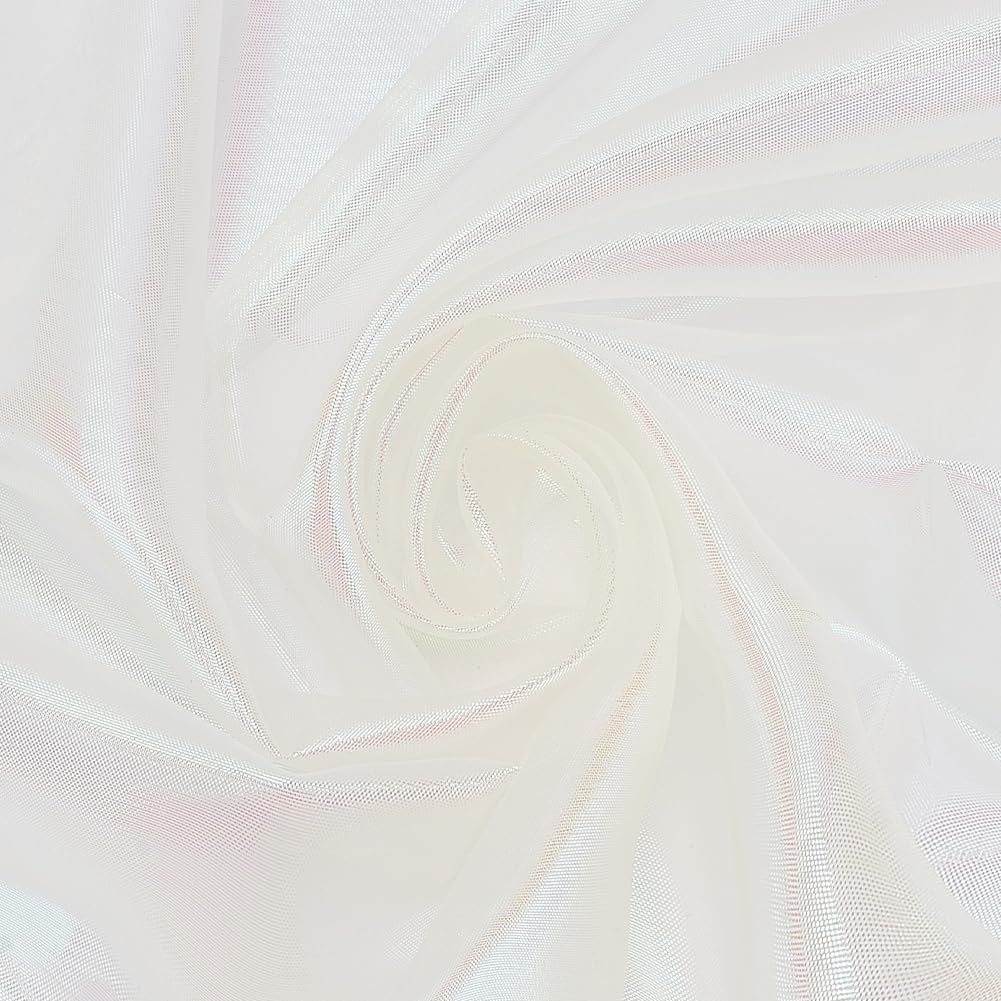 PH PandaHall 4m Iridescent Organza Fabric 1.5m Wide Shiny Fabric Holographic Gauze Fabrics Glitter Fabrics for Wedding Costume Dress Photography Background Party Decor