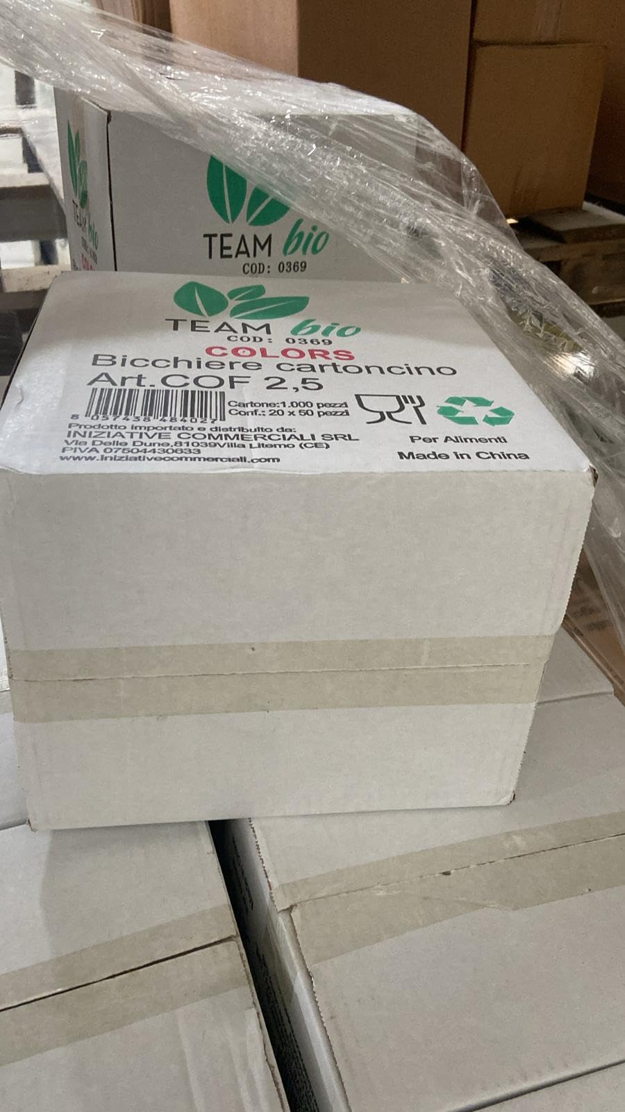 TeamBio 1000 Pz Bicchieri Caffe di Carta Biodegradabili Biocompostabili Tazzine 75ml