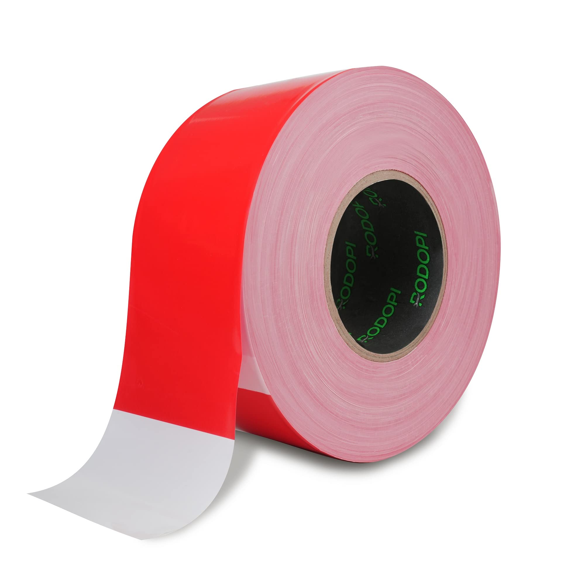 RODOPI Absperrband AreaGuard 500m x 75mm Flatterband rot weiß 50µm Warnband Reißfest Trassierband zum absperren von Baustellen Sperrband gestreift (4 Rollen (2000m))