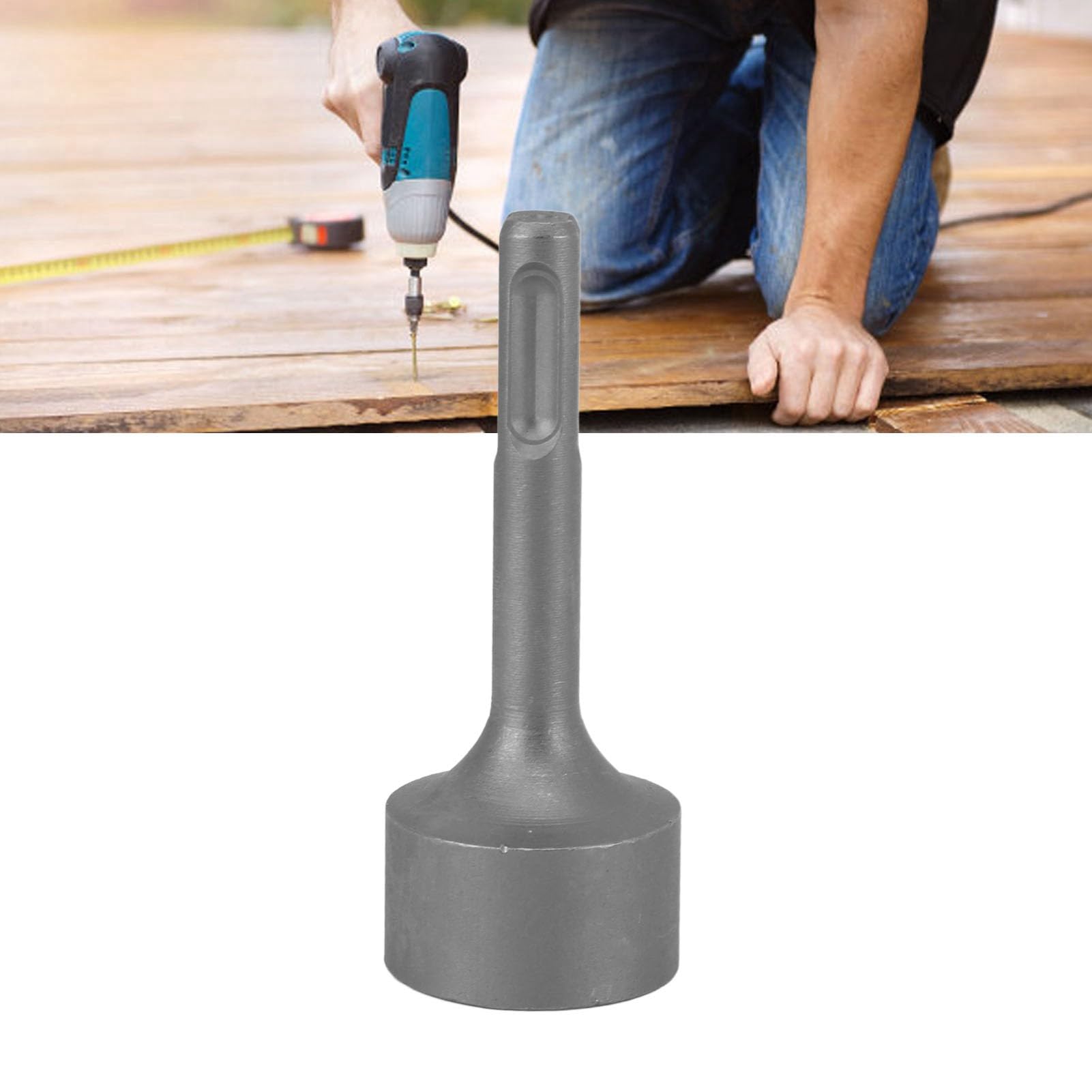 MEKOTRIN SDS Plus Ground Rod Driver Bit, Socket Steel Drill Bit Driver Concave Hammer Head - Image 4