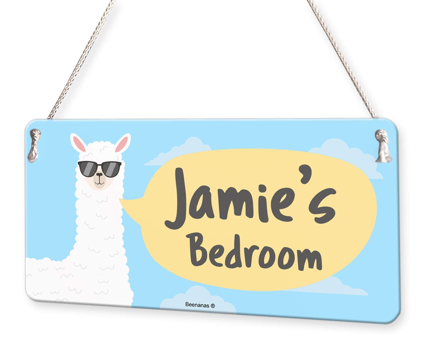 Beenanas Llama Alpaca Personalised Childs Bedroom Door Sign Name Plaque