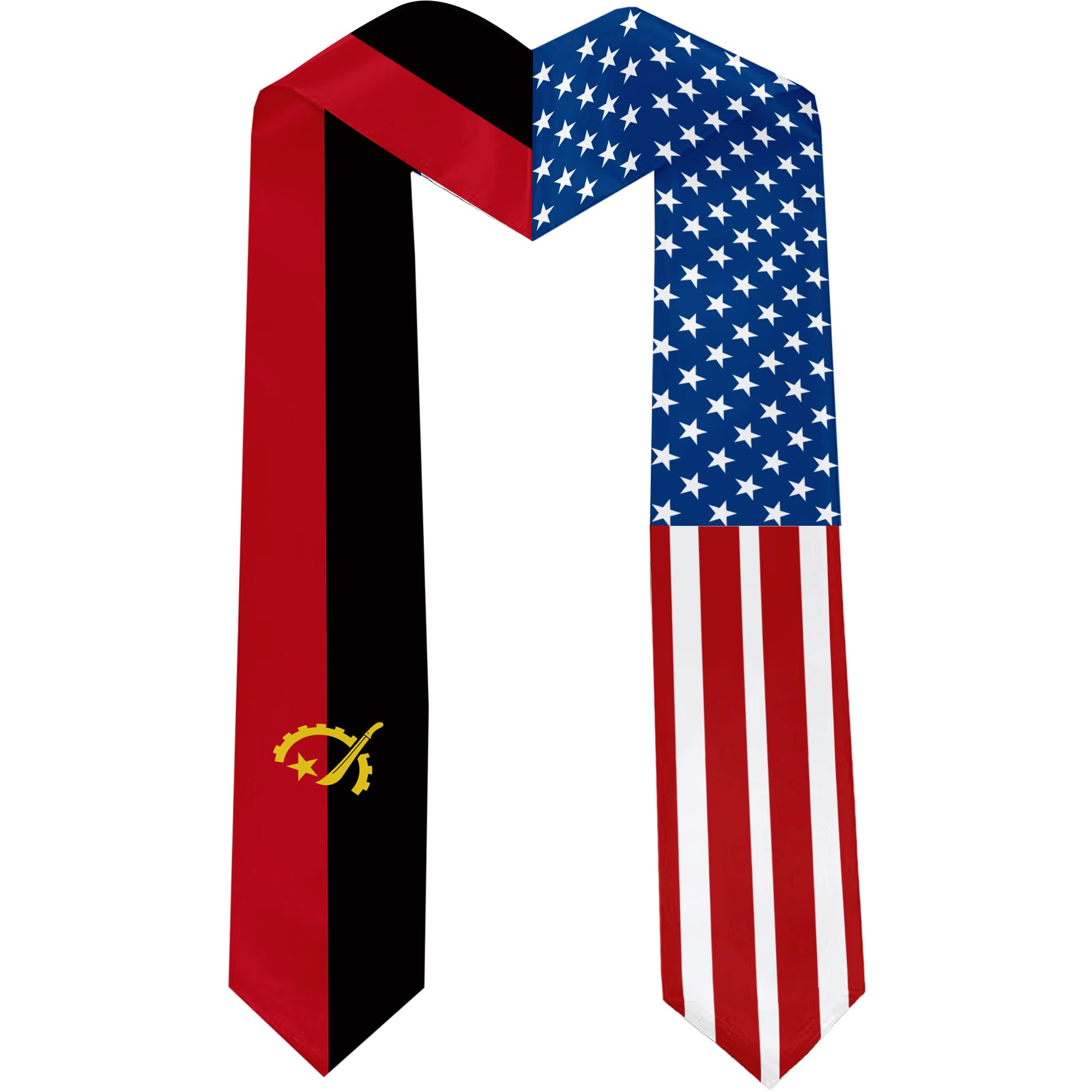 Ruchikaj 2025 Angola Flag and USA Flag Graduation Stole Graduation Sash Class of 2025 Graduation Scarf for International Student (Baccalaureate Gown and Hat Not Included)