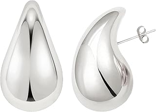 Chunky Gold Hoop Earrings for Women Bottega Earring Dupes Lightweight Waterdrop Hoop Earrings,Gold Plated Hypoallergenic Earring Dupes Seamless Big Teardrop Earrings for Women Trendy(1 Pair)