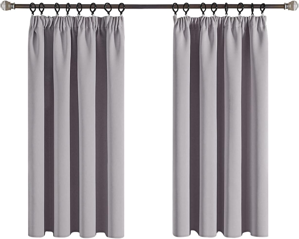 Topfinel Grey Pencil Pleat Blackout Curtains 54 Drop for Bedroom 2