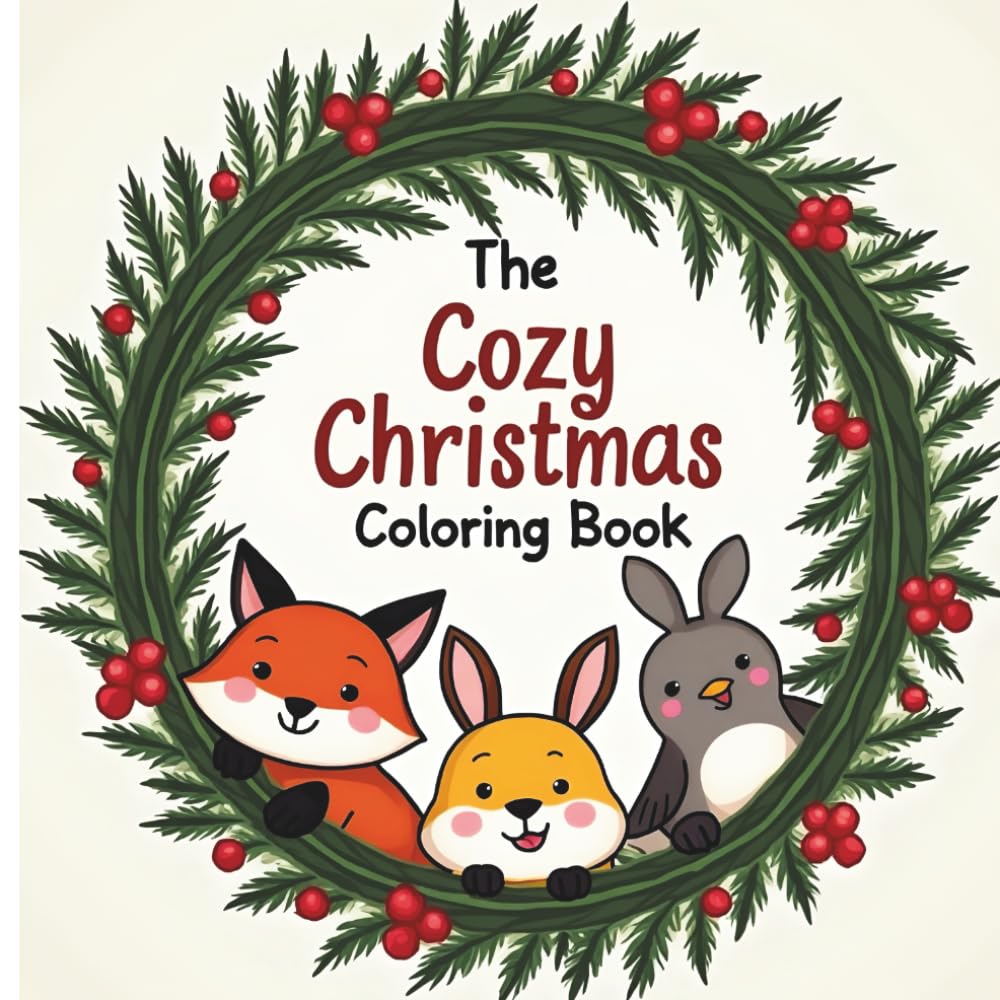 The Cozy Christmas Coloring Book: Adorable Kawaii Woodland Animals, Festive Holiday Scenes, and Cozy Indoor Settings for Kids & Adults