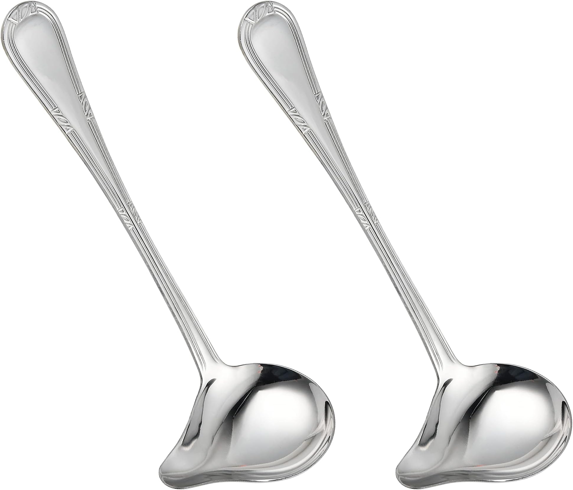 2 Pack Stainless Steel Saucier Drizzle Spoon with Spout Small Gravy Ladle, 7.87" Soup Spoons Kitchen Utensil Mirror Polish Drizzle Spoon for Chocolates, Gravies and Sauces, Silver