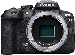 Canon EOS R10 (apenas corpo), câmera vlogging sem espelho, 24,2 MP, vídeo 4K, processador de imagem DIGIC X, gravação de alta velocidade, rastreamento de assunto, compacta, leve, detecção de assunto,