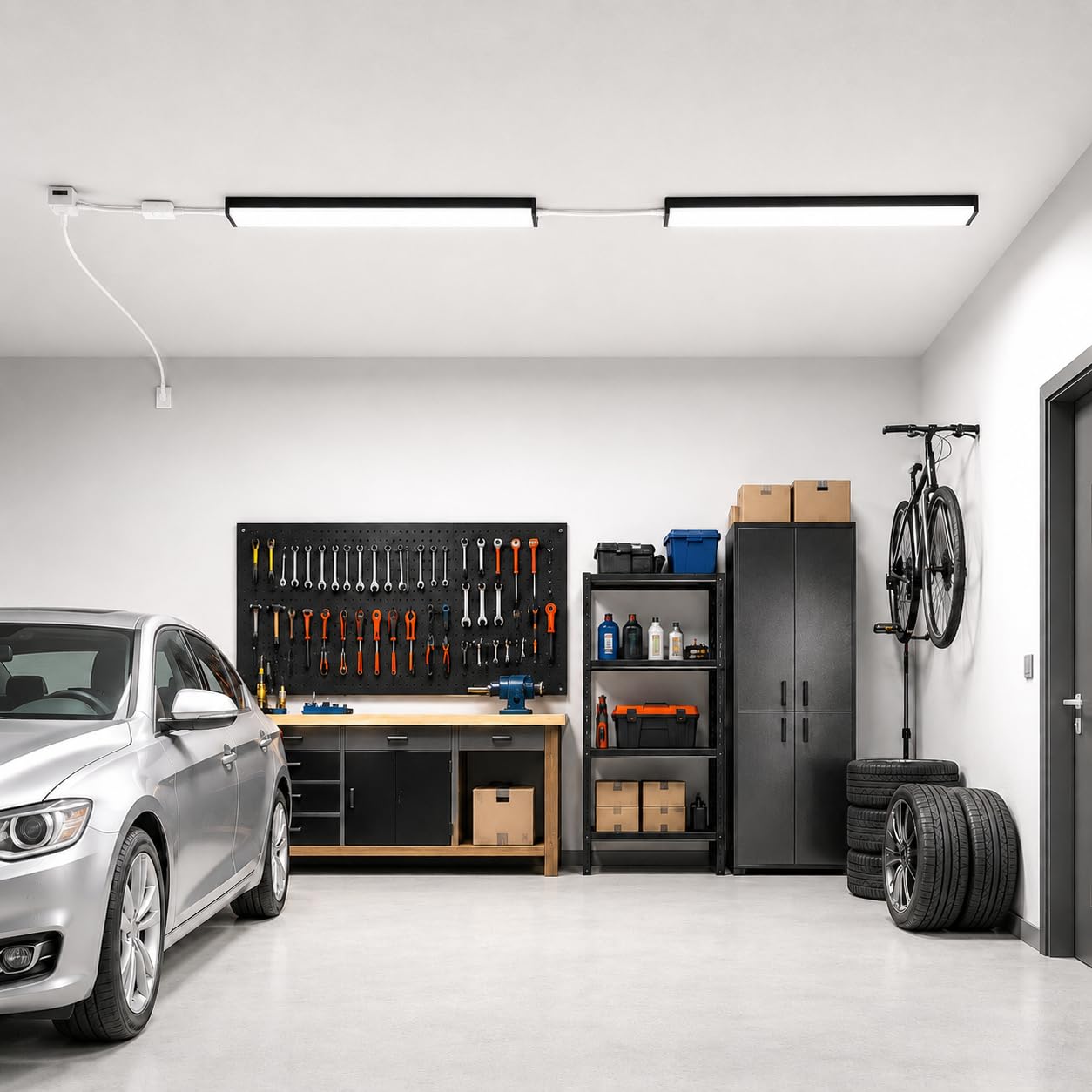 BrightFly Lampada a LED per ambienti umidi, 30 W, striscia luminosa a LED da 1,2 m, 4 pezzi, luce bianca fredda super luminosa, 6500 K, con spina europea, ideale per garage, cantina, officina