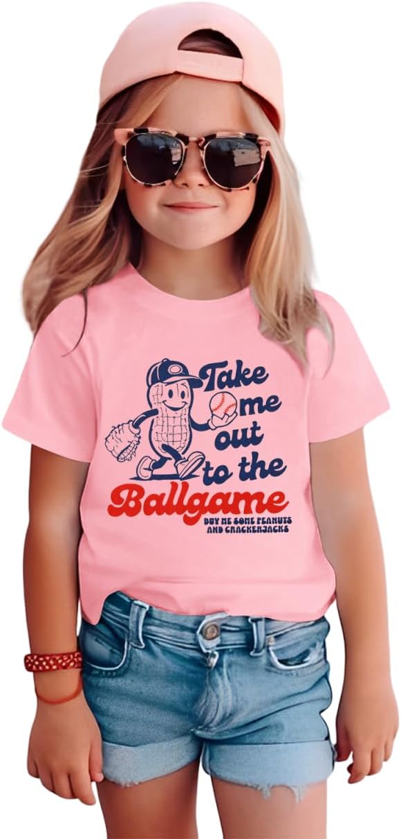 KEKEMI Toddler Boy Girl Baseball Shirts Take Me Out to The Ballgame T Shirt Cute Sport Tees Short Sleeve Tops Summer Clothes
