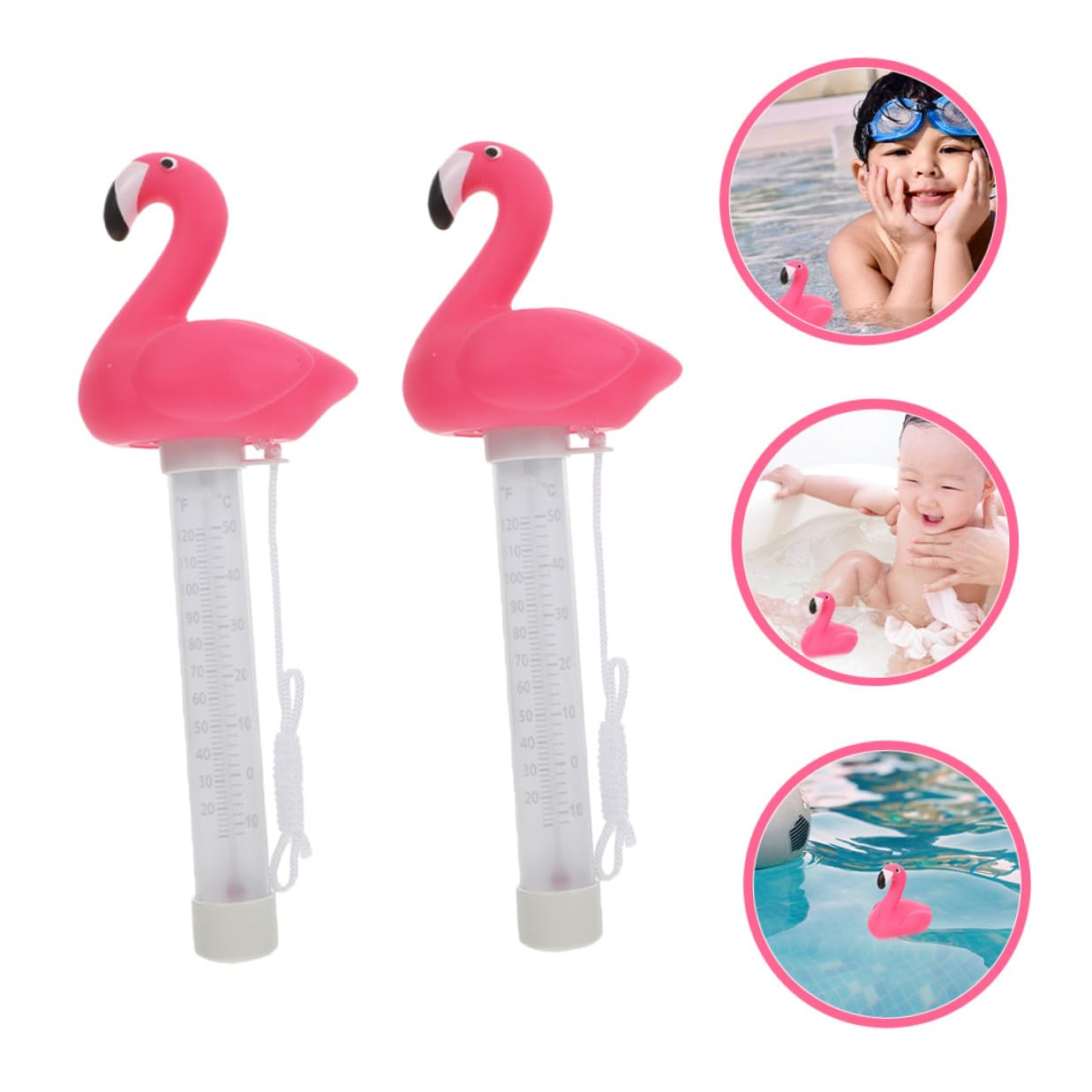 Luxshiny 2pcs Flamingo Floating Pool Thermometer Water Temperature Measuring Tool for Swimming Pools and Spas Outdoor Indoor Bath Water Temperature Gauge