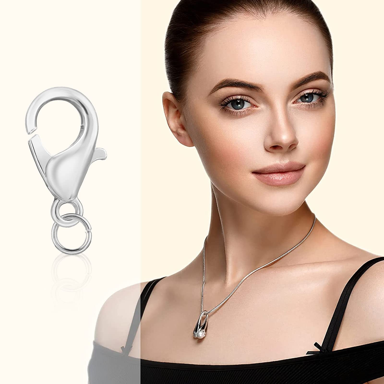 5 pezzi chiusure a moschettone D in acciaio inossidabile, ganci per collane, connettori per catene e braccialetti per creare gioielli fai da te. Accessori e fornure per la creazione di gioielli