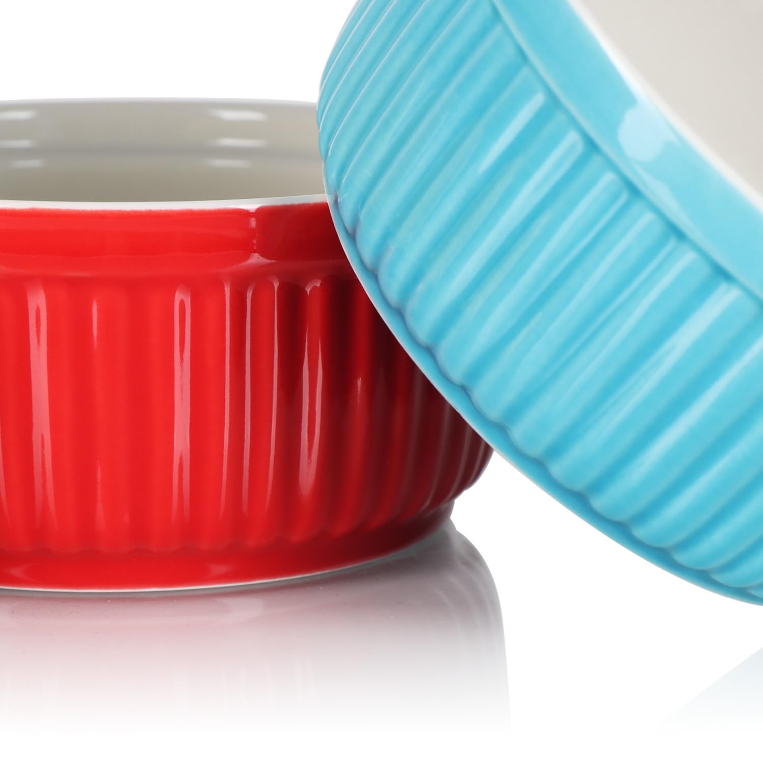 COM-FOUR® 6x Plats à Soufflé - Bols à Ailerons de Ragoût en Céramique - Plats à Casserole allant au Four - Bols à Dessert - Récipients en céramique colorés 250 ML