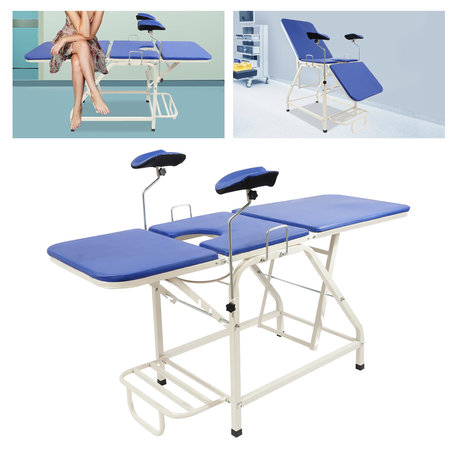 Sedia ginecologica, per sala da studio, regolabile, confortevole, portata 150 kg, per cliniche, ospedali, sale nascita (blu)