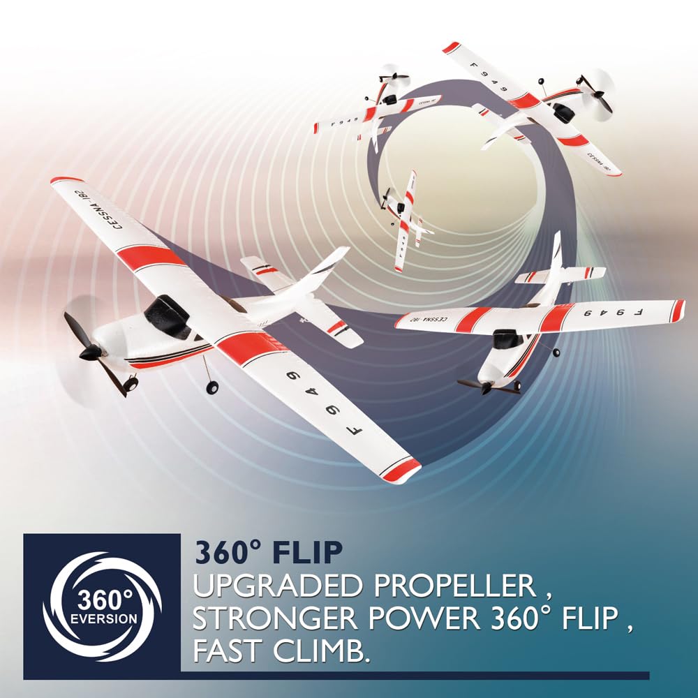 Avion Télécommandé F949 CESSNA-182 3D6G 3 Canaux Moteur 720 RC pour Adulte avec 2 Piles