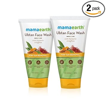 Mamaearth Ubtan Natural Face Wash For all Skin Type with Turmeric & Saffron for Tan Removal – 150 ml (Pack of 2) - image, photos