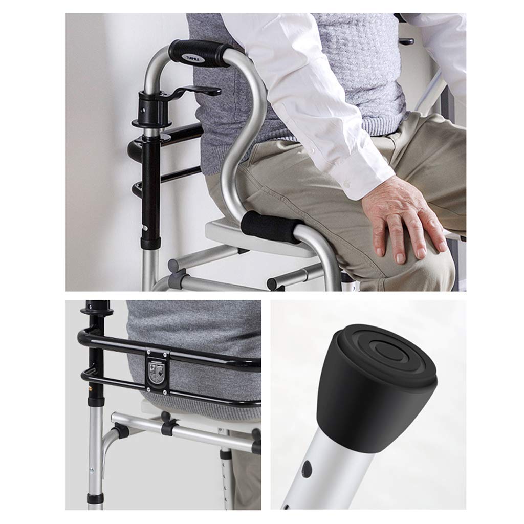 Cesta para caminar para personas mayores, estructura para caminar con asiento, cesta plegable ligera para personas mayores, altura ajustable, uso en interiores o exteriores, para c
