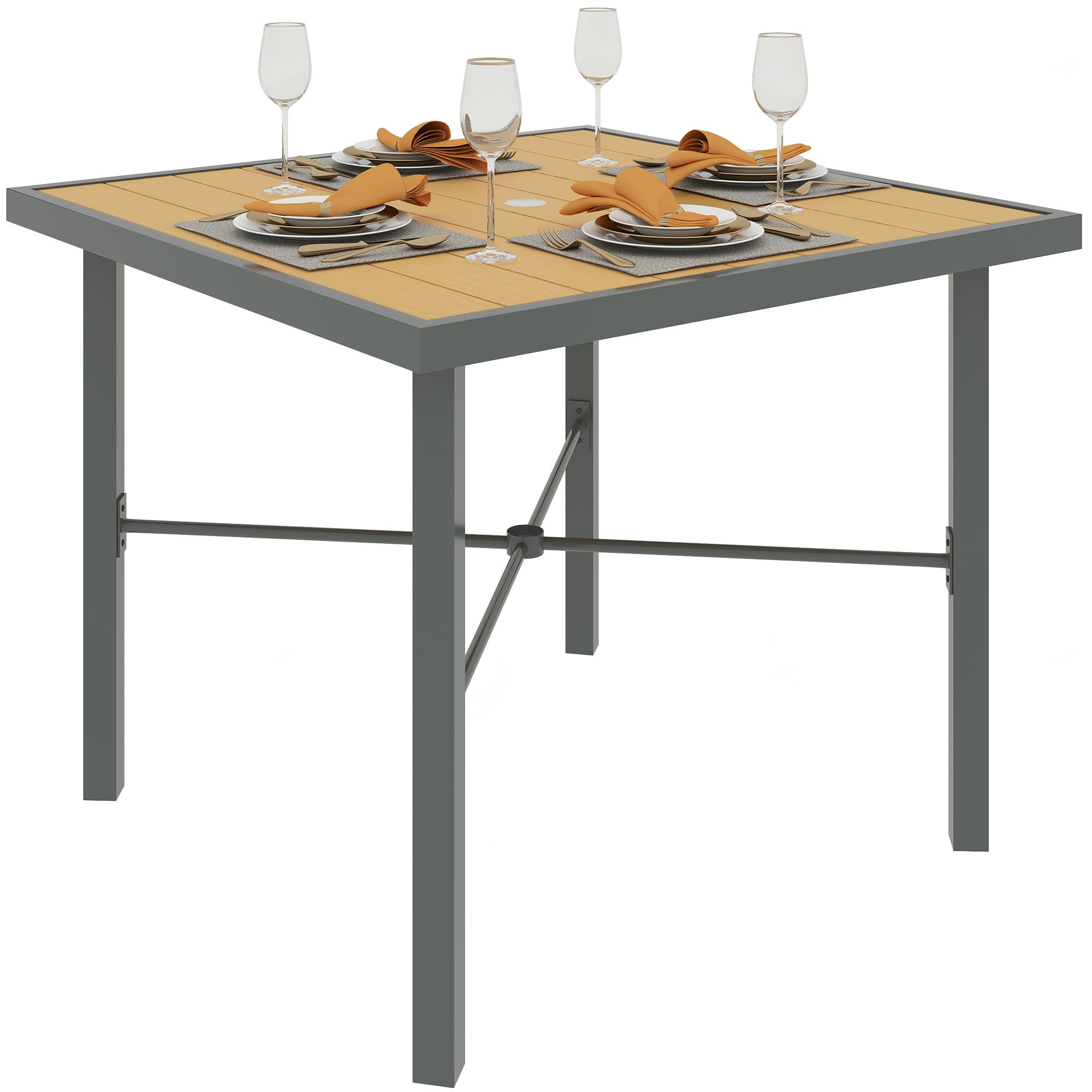 Outsunny Garden Table for 4 90 cm Rectangular Natural Wood Finish