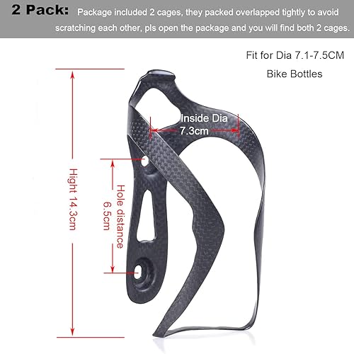 Miniatura 5 de ThinkTop Soporte para botella de agua para bicicleta, paquete de 2 unidades, fibra de carbono, peso ligero, soporte para jaula de hervidor de agua