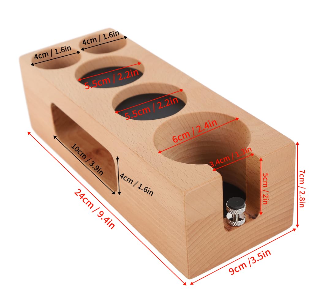 Estación de manipulación de café expreso, distribuidor de madera y soporte para portafiltro, soporte de madera para filtro de café, soporte de madera para café en casa, (51mm)