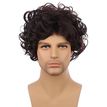 PATTNIUM Kids Short Curly Brown Wig Child Dark Brown Wig Boys Halloween Cosplay Costume Synthetic Hair Wig