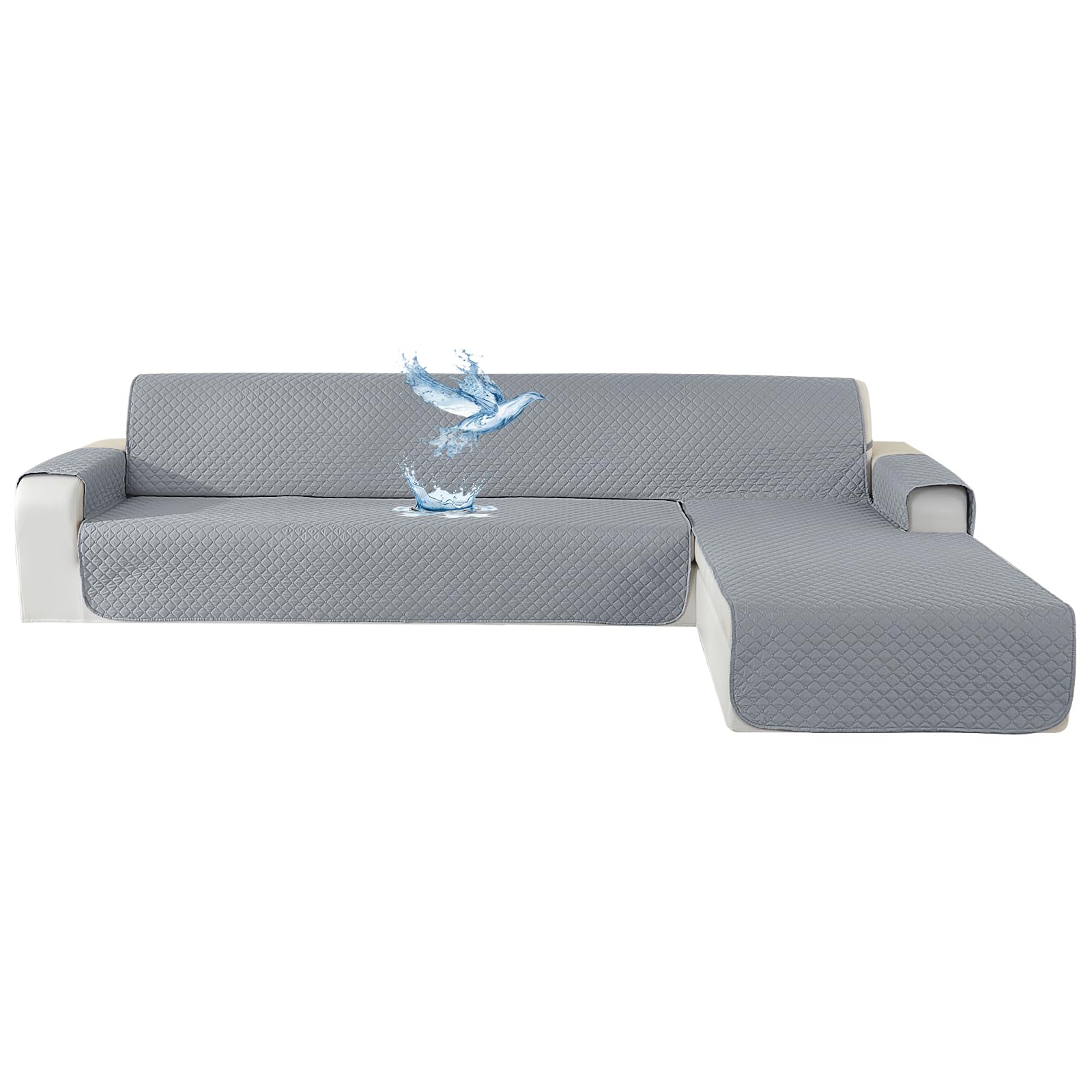 Impermeable Funda Sofa Chaise Long 2 Plazas, Cubre Sofa Chaise Longue Izquierdo/Derecho Universal Reversible, Anti Gato Y Perro Mascota, Protector Antimanchas Y Resistente, Gris Claro Global Recycled Standard Global Recycled Standard Global Recycled Standard