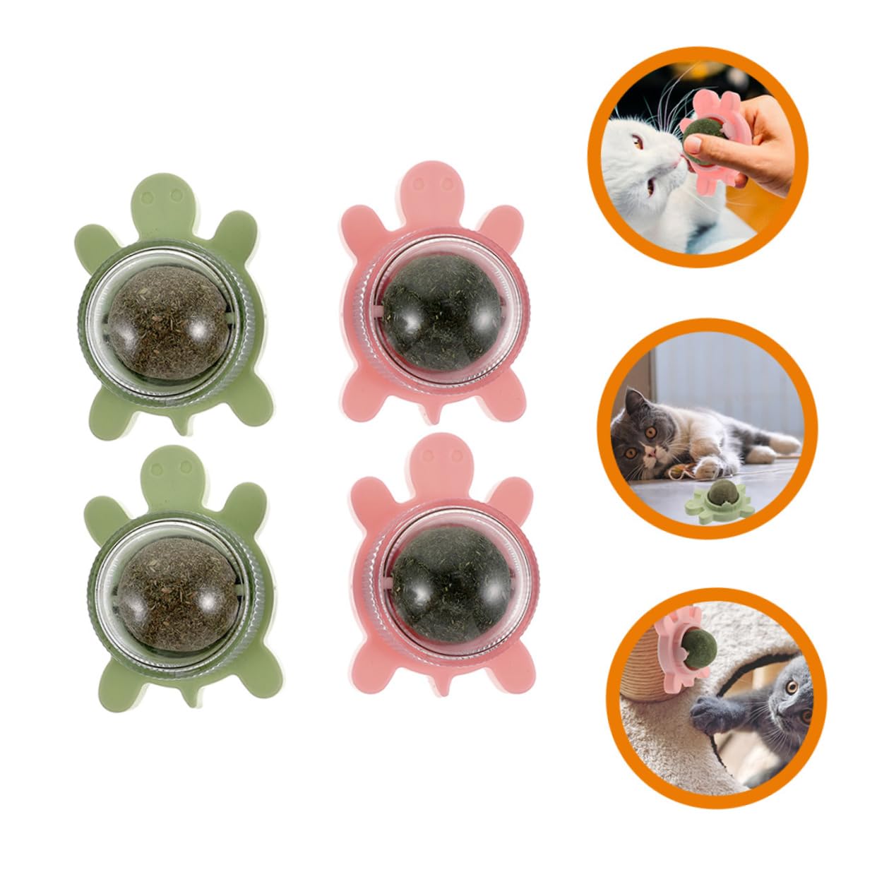 4pezzi Palline Di Catnip Interattive Per Gatti Giocattoli Rotanti Edibili Per Pulizia Dei Denti e Divertimento Colori e Stimola Attività e Benessere Fisico