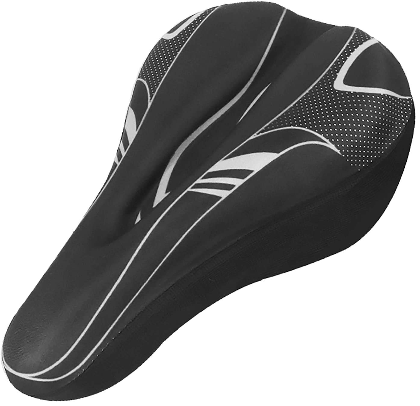 AlexVyan Soft Bicycle Silicone Gel Saddle Seat & Cycling Cushion Pad Bike Cycle Gel Cover (Black with White) (B07Y5393KL) Amazon Price History, Amazon Price Tracker