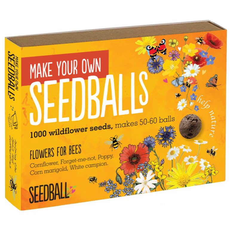 SEEDBALL Seed Bomb Making Kit with Bee Friendly Wildflower Seed Mix 40-60 Balls | Make Your Own Kit | Eco Friendly Grow Your Own Kits for Children, Gardening Gifts for Women, Men, & Kids