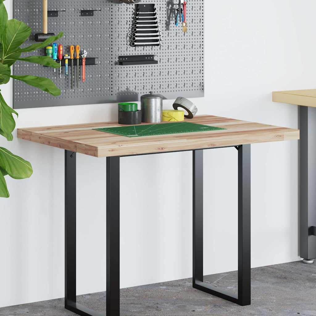 Blat biurka z litego surowego drewna akacjowego 120 x 70 x 4 cm, prostokątny, wszechstronny, do biura domowego i biura, wytrzymały materiał do gabinetu