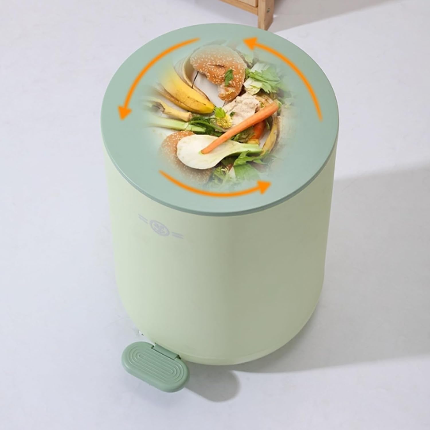 Indoor Trash Can with Pop-Up Lid Plastic Trash Can with Soft-Close Lid, Step Pedal Round Cute Garbage Can High-Value Garbage Can with Inner Bucket for Home Office Trash Bin(Orange,10L)