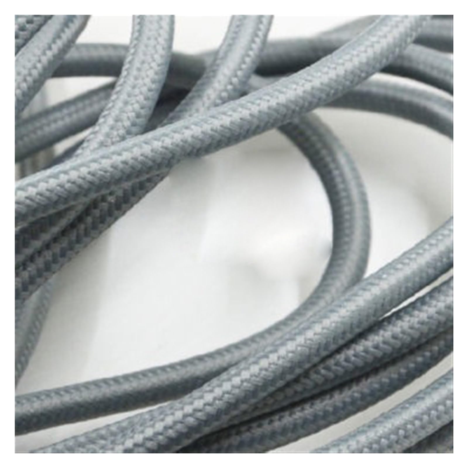 ELLANA Cable Flexible 2 Core Flexible Lamp Power Cord 5meters/10meters Vintage Fabric Cable, Round Textile Electrical Wire Extension Connector(Color:Grey Color,Size:50meter)