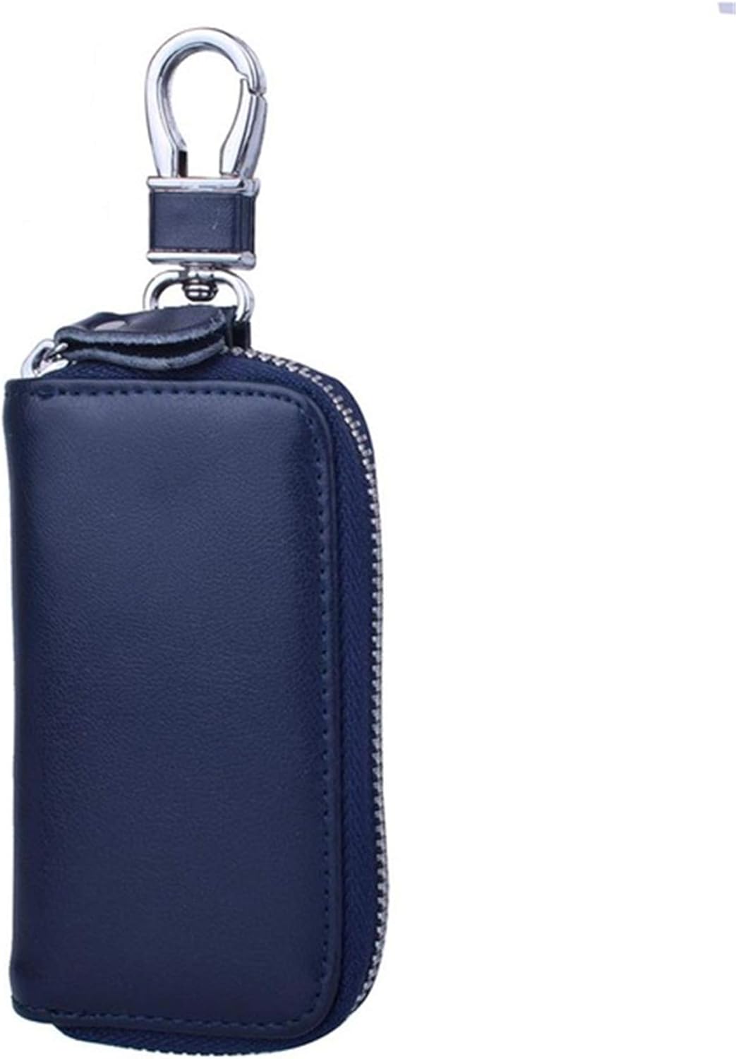 Men Leather Zip Around 6 Hook Key Case Car Key Holder Wallet