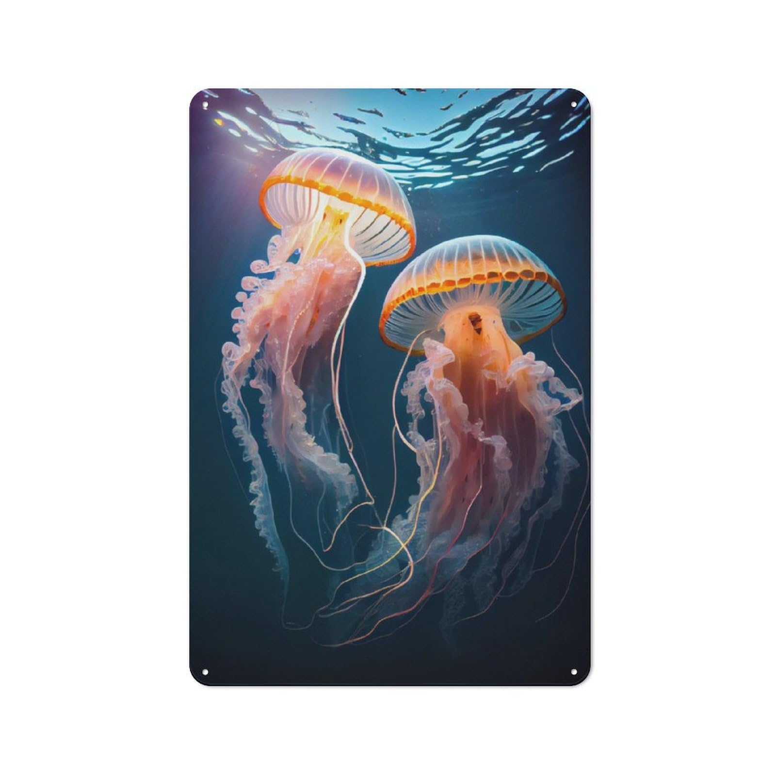 Junmoney Jellyfish Colorful Classic Kitchen Metal Sign 30X20cm Featuring Cafe Wall Decor For Restaurant, Kitchen, Counter Or Breakfast Nook