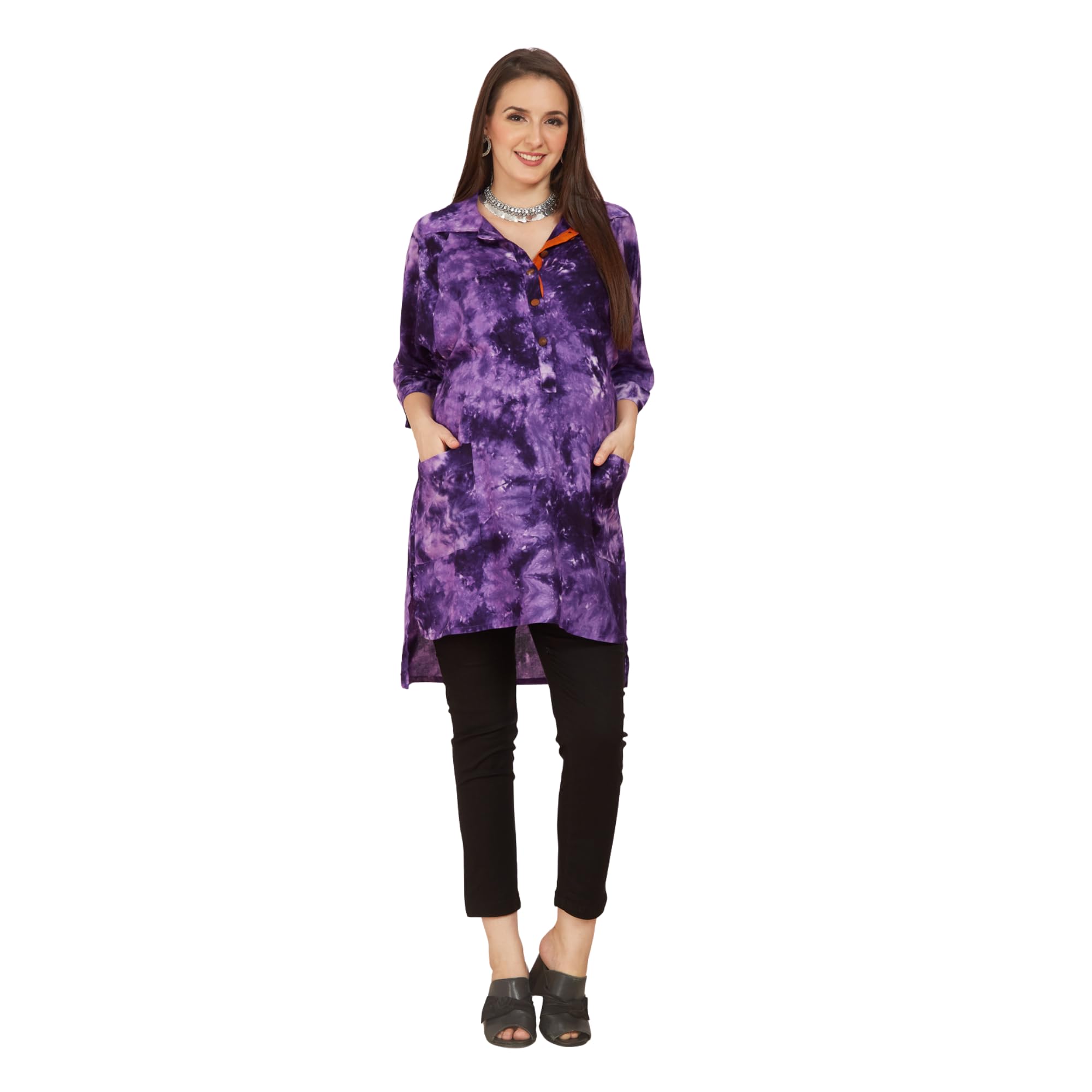 Purple Rayon Tiedye Maternity Shirt-picture-25
