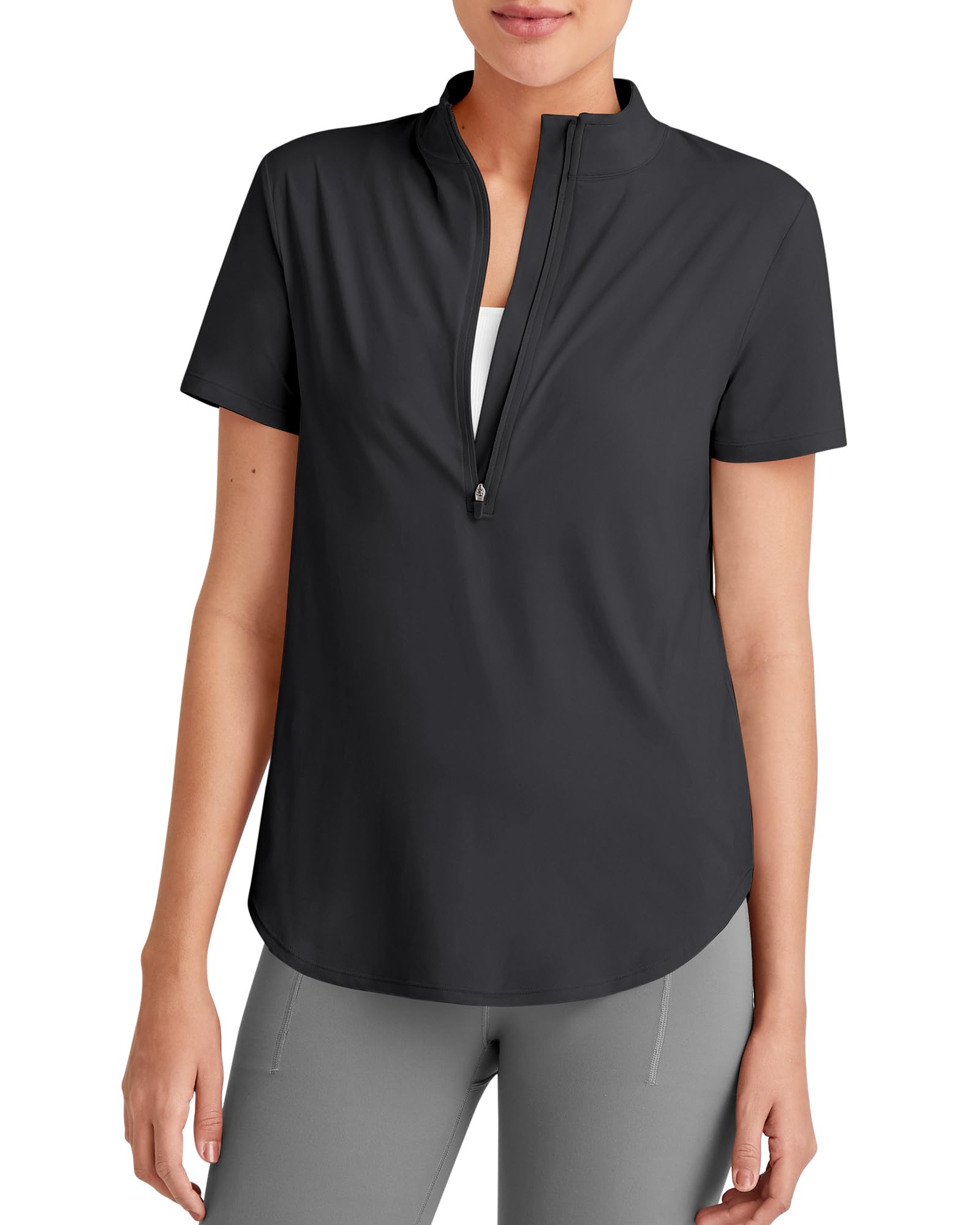 G4Free Lightbreeze UPF 50 Womens Workout Tops Short Sleeve Half Zip Golf Shirts Loose Fit Athletic Gym Tshirts