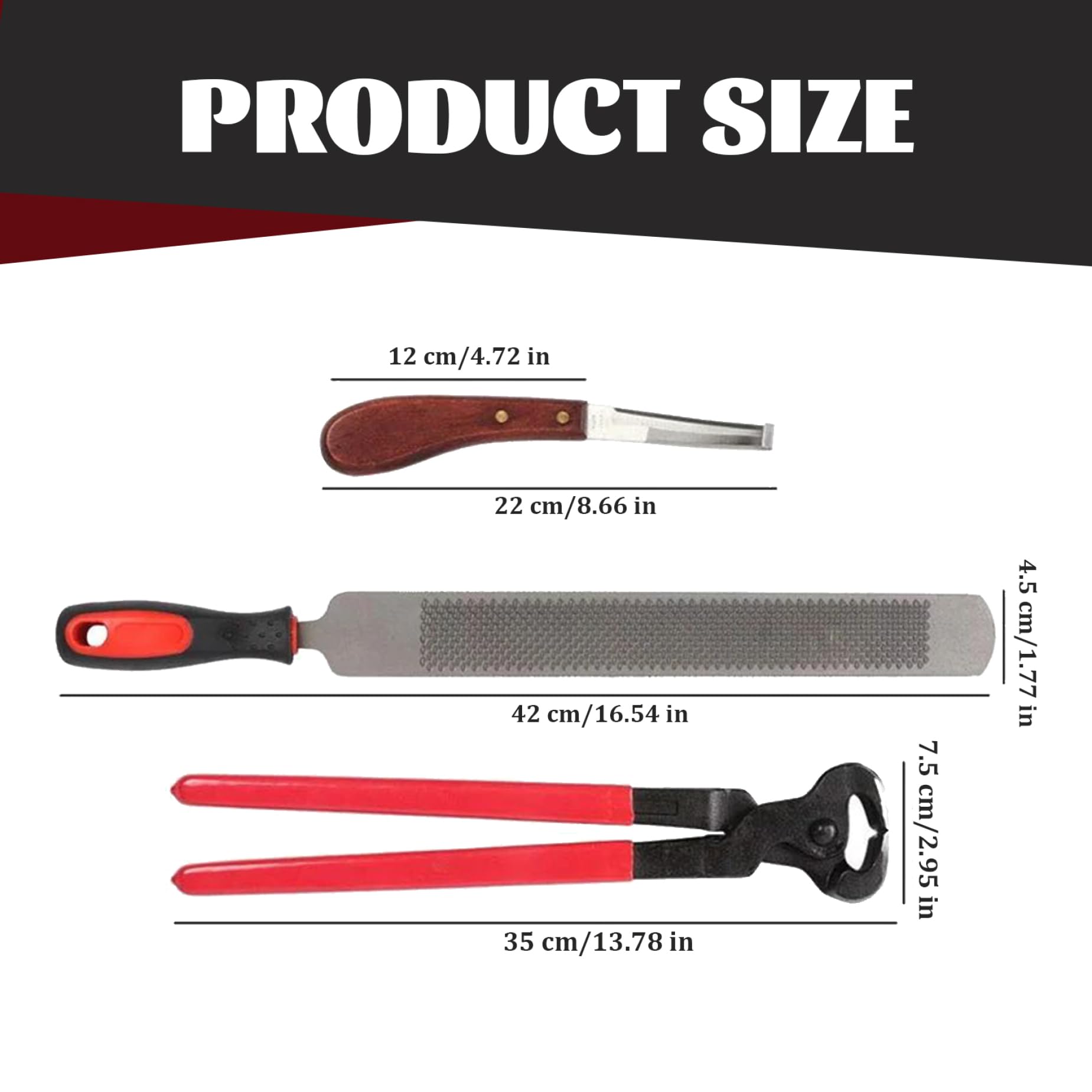 Kit de recortador de pezuña de 3 Piezas/Set de Cabra, Herramientas de herrador de 14 Pulgadas Cuchillo de Acero Profesional de 14 Pulgadas, recortadores de pezuña de Cabra con Mango de plástico, herr