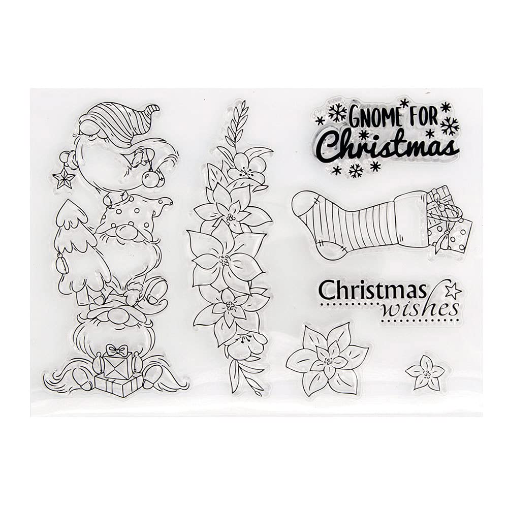 Arriettycraft Type 12 Gnome Christmas Leaves Wishes Socks Clear Stamps For Card Making Decoration And Diy Scrapbooking